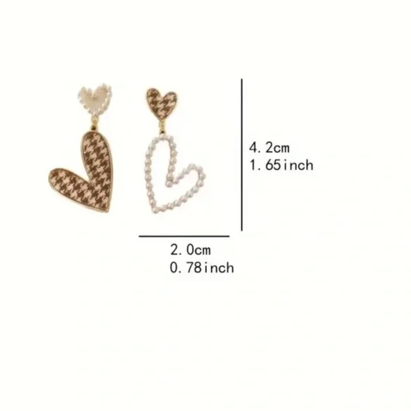 NWOT Boho Pearl Heart Stud Dangle Earrings 🌺 - Picture 5 of 5